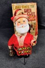 Rare Vintage 1950s Mechanical Long Neck Christmas Santa Toy   Original Box Read