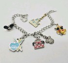 Disney Charm Bracelet Crystal Enamel Multicolor Detachable Charms Silver Tone