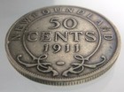 1911 Canada Newfoundland 50 Cents Half Dollar Silver Km  12 Circulated Coin V572
