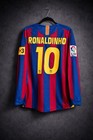 Ronaldinho Fc Barcelona Jersey 2005 2006 Home Long Sleeve Retro Soccer Jersey L