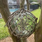 Japanese Blown Glass Fishing Float Green  Buoy Ball Vintage Large