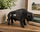 Hand Carved Ebony Wood Bison Buffalo Figurine Sculpture 8    Wildlife Decor