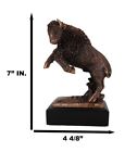 Rustic Southwestern Prancing American Bison Buffalo Bull Figurine With Base