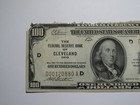  100 1929 Cleveland Ohio National Currency Note Federal Reserve Bank Note Bill