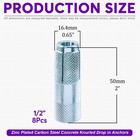 8pcs 1 2 Inch Premium Zinc Plated Carbon Steel Concrete Knurled Drop In Anchors