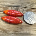 Rosarita  Cabochon Super Bright Red With Yellow Stripes Earring Pair 