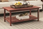 Rustic Rectangluar Coffee Table W  1 Shelf  Red Antique  Distressed Finish  F   