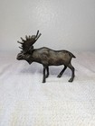 Vintage Bronze Metal Moose Small Sculpture Figurine 6  Art Lodge Cabin Decor