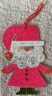 Unused Christmas Santa Pink Gold Foil Ornament Retro Mcm Vtg Greeting Card 1960s