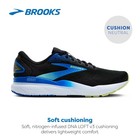 Brooks Men   s Ghost 16 Neutral Running Shoe - Black cobalt neo Yellow - 10 Medium