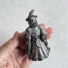 Set Of 2 Small Resin Pewter Tone Wizard Magic Collectibles Figures