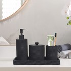 Black Bathroom Accessories Set 4 Pcs Toothbrush Holder Soap Dispenser Qtip Tray