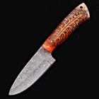 Custom Made Damascus Steel Hunting Skinner Knife Pinecone Resin Handle 2942