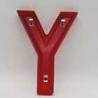  Red Plastic Letter Y 10 X 7  Vtg  Marquee Letter Wall Art Industrial Deco
