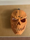 Orange 3d Printed Pumpkin Full Face Mask Elastic Strap With Miji Spiders