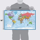 Laminated World Map Poster - Wall Chart Map Of Earth - 18  X 29     Blue 
