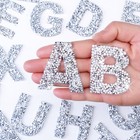 4pcs Bling Rhinestone Initial Letter Stickers  Large Glitter Alphabet Persona   