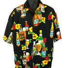 Hawaiian Craft Beer Shirt Mens Size Medium Black Aloha Floral All Over Print