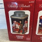 Coca Cola Holiday Santa Portraits Stoneware Canister Complete Set New