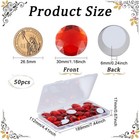 50pcs 30mm Flat Back Round Acrylic Rhinestone Red Selfadhesive Plastic Circle   