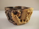 Antique Miniature Chinese Carved Two Color Soapstone - Libation Cup