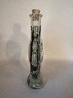 Clear Glass Celestial Sun Face Bottle With Cork Stopper 7 Inch 
