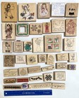 Christmas Rubber Stamps Wood Mount Lot Of 39 Angels Snowmen Santa Greetings