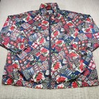 Vintage Evr Silk Jacket Women 2x Novelty Print Full Zip Floral 90s