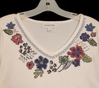 Breckenridge Large  10 12  Embroidered White Knit Tee Top