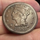 1853 Braided Hair Large Cent Bn Business Strike Philadelphia Nice Honest Coin