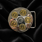 Bullet Belt Buckle Mens Spinning Revolver Cylinder Western Cowboy Gun Silver
