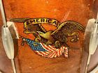 Antique 1940s Slingerland Marching Snare Drum Painted Patriotic Eagle Usa