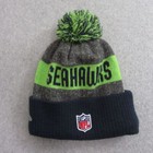 New Era Nfl Seattle Seahawks Winter Pom Beanie Hat Gray Green Team Logo One Size