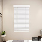 Lotus   Windoware Cordless Faux Wood Blinds  Smooth  Snow White  2 Inch Horiz   