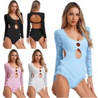 Women Jumpsuit Sexy Bodysuit Plunging Rompers Backless Underwear Leotard