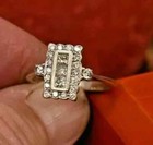 3 2ct Vintage Art Deco Style Princess Lab Created Diamond 14k White Gold Fn Ring