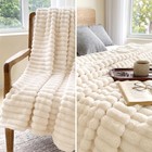 Cream Throw Blanket  50 x60   Soft Sherpa Blanket For Couch Or Bed