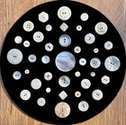 Antique Vintage Rare Mother Of Pearl Buttons 2 Displays Carved Whistle Pierced