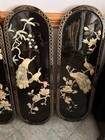 Three Black Lacquar Wood Mother Of Pearl 31  Peacock Hanging Plaque Wall Art