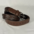Men s Genuine Leather Woven Belt Size 34 Brown Braided Casual Dress