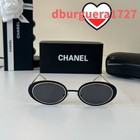 Chanel Cc Dy152 Black Frames Gold Detailing Unisex Oval Sunglasses 60 20-136