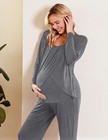 Ekouaer Maternity Nursing Pajama Set Long Sleeve Breastfeeding X-large  Grey