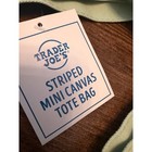 Trader Joe   s Striped Mini Canvas Tote Bag Pastel Green Cream New With Tags
