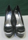 New Black 5 5 high Heel 1 5  Platform Round Silver Toe Shoes Women Size 5 5