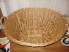 Vintage Large Oval Wicker Laundry Basket W  Handles