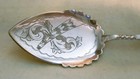 Vintage English Ivorine Handled Silverplate Long Jam jelly Spoon Engraved -nice 