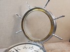 Ships Bell Nautical Clock Nickel Plated Brass Case Ships Wheel Antique