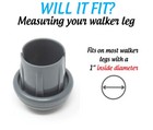 Top Glides Mushroom Walker Glide Caps For 1 Inch Tubes - Gray