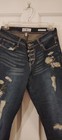 Black Daisy Women   s Skinny Blue Denim Jeans Floral Embroidered Distressed