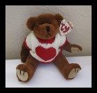 Ty Attic Treasures Casanova Bear Knit Heart Sweater Fully Jointed 8  1993 New